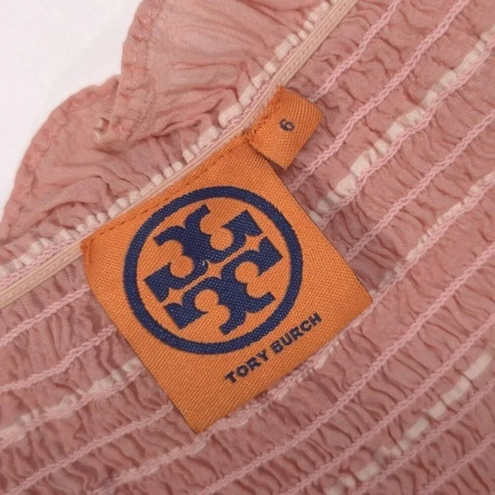TORY BURCH Women's Top‎ Size 6 SILK Blend Pink Chiffon LS Off Shoulder 13121197